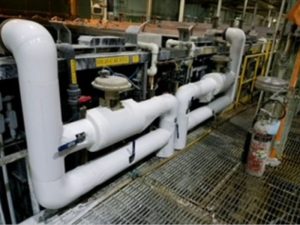 Chilled water line with shutoffs & control valve